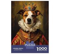 Puzzles pour Adultes 1000 Pièces Jack Russell Terrier King Puzzle pour Adultes Jeu De Réflexion Une Œuvre d'art Activités Amusantes À La Maison 38x26cm/1000pcs