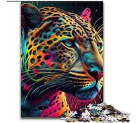 Puzzles pour Adultes 1000 pièces Jaguar Pop Art Animal Face Jigsaw Fabriqué en Carton, Cadeau Parfait pour Les Anniversaires, Les Vacances et la décoration intérieure 1000 pièces(26x38cm)