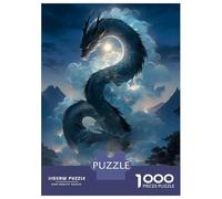 Puzzles pour Adultes 1000 Pièces Japanese Dragon Moon Light Puzzle pour Adultes Jeux Relaxants Niveau De Difficulté Difficile Cadeaux Uniques pour Anniversaires Et Noël 38x26cm/1000pcs