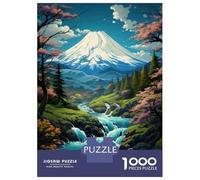 Puzzles pour Adultes 1000 Pièces Japanese Mountain Landscape with Waterfall Puzzle Casse-tête Jeu Anti-Stress Cadeau Unique d'anniversaire Et De Noël 38x26cm/1000pcs