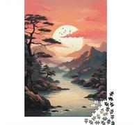 Puzzles pour Adultes 1000 Pièces Japanese Sunset Landscape Puzzle pour Adolescents, Améliore La Mémoire, Stimulant À Compléter, Jeu Amusant pour Toute La Famille 52x38cm/1000pcs
