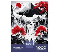 Puzzles pour Adultes 1000 Pièces Japanese Waterfall Ink Puzzles pour Adultes Jeu Manuel Défi Difficile Aidez Votre Cerveau À Faire Travailler 38x26cm/1000pcs