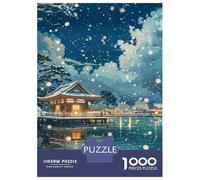 Puzzles pour Adultes 1000 Pièces Japanese Winter Landscape Puzzle pour Adolescents Assemblage De Motifs Interaction Parent-Enfant Jeu Au Design Soigné 70x50cm/1000pcs
