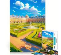 Puzzles pour Adultes 1000 pièces Jardins de Versailles Jeu d'ajustement précis Casse-tête Cadeau Moment de détente et de Divertissement Cadeau Artistique de Noël (38x52cm)