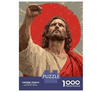 Puzzles pour Adultes 1000 Pièces Jesus Christ with Raised Fist Puzzle Détente Jeux Défi Difficile Cadeau Anti-Stress 52x38cm/1000pcs