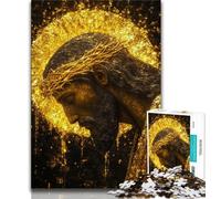 Puzzles pour Adultes 1000 pièces Jésus doré, Anti-Stress, défi Difficile, Chaque pièce est Unique - Jeu Familial Stimulant et Amusant (75x50cm)