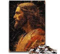 Puzzles pour Adultes 1000 pièces Jésus doré, Jouets de Jeu, Chaque pièce est Unique - Jeu Familial Stimulant et Amusant (50x75cm)