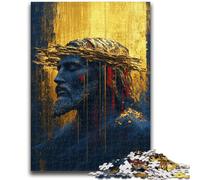 Puzzles pour Adultes 1000 pièces Jésus doré pour Adolescents, Jouets éducatifs Anti-Stress, Cadeaux pour Amis et Famille (50x75cm)