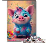 Puzzles pour Adultes 1000 pièces Jeu de Famille de cochons Mignons Soulagement du Stress Défi Difficile Convient aux Couples 26x38cm