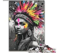 Puzzles pour Adultes 1000 pièces, Jeu Difficile, Princesse Indienne, Graffiti, Chaque pièce est Unique - Jeu Familial Stimulant pour Les 14 Ans (Taille 50x75cm)