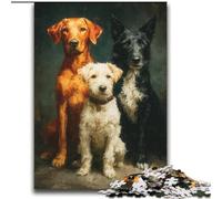 Puzzles pour Adultes 1000 pièces, Jeu éducatif, Jeu Familial, Difficile, Trois Chiens, pour Anniversaire, Noël, 38x52cm