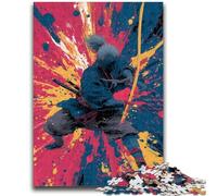 Puzzles pour Adultes 1000 pièces Jeu Familial Japonais Golden Ninja Anti-Stress Défi Difficile Cadeaux du Père Noël Secret 50x75cm
