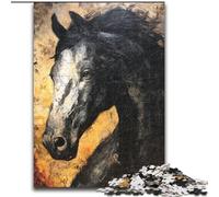 Puzzles pour Adultes 1000 pièces, Jeu intellectuel, Cheval Noir, éléphant, Difficile, Cadeau d'anniversaire, décoration Murale pour 14 Ans et Plus (Dimensions 50x75cm)
