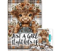 Puzzles pour Adultes 1000 pièces : Jolie Vache des Highlands, Jeu Familial Anti-Stress, défi Difficile, renforce l'amour Entre Couples (75x50cm)