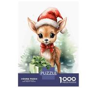 Puzzles pour Adultes 1000 Pièces Jolly Happy Deer Christmas Puzzles pour Adultes Jeu Manuel Décoration Parfaite Activités Amusantes À La Maison 52x38cm/1000pcs