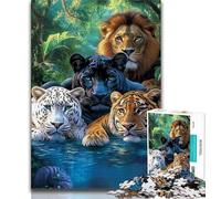 Puzzles pour Adultes 1000 pièces Jungle Animal World 1000 pièces Jigsaw Staycation Kill Time avec Affiche Assortie et Feuille de Questions 26x38cm