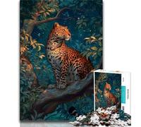 Puzzles pour Adultes 1000 pièces Jungle Leopard 1000 pièces Jigsaw Staycation Kill Time avec Affiche Assortie et Feuille de Questions 26x38cm