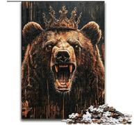 Puzzles pour Adultes 1000 pièces King Brown Bear Anti-Stress Défi Difficile Décoration d'intérieur Unique et Cadeaux (Taille 26x38cm)