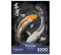 Puzzles pour Adultes 1000 Pièces Koi Fish Yin Yang Illustration Puzzle Adulte - Jeu De Réflexion - Améliore La Mémoire - Réduit Le Stress - Cadeaux 52x38cm/1000pcs