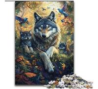 Puzzles pour Adultes 1000 pièces La Famille des Loups, Un défi Difficile avec des pièces entièrement imbriquées de Formes aléatoires (Taille 50x75cm)