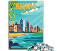 Puzzles pour Adultes 1000 pièces La Havane Cuba Jeux éducatifs minimalistes Décoration de la Maison Jeu éducatif pour Anniversaire, Noël (Taille 38x26cm)