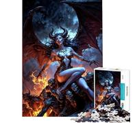 Puzzles pour Adultes 1000 pièces La Reine démon Lilith sur Un trône de crânes Activités Amusantes à la Maison Jeux Anti-Stress pour Toute la Famille à partir de 14 Ans (38x26cm)