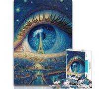 Puzzles pour Adultes 1000 pièces La Tour Eiffel dans Les Yeux Puzzle Adolescent Jeu Stimulant Jouets Décoration Murale Cadeaux d'anniversaire et de Noël Uniques 75x50cm
