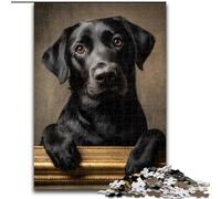 Puzzles pour Adultes 1000 pièces Labrador Noir, Jouet éducatif et décompressant, Cadeau d'anniversaire, décoration Murale (Taille 26x38cm)