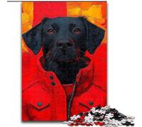 Puzzles pour Adultes 1000 pièces Labrador Noir Jouets éducatifs Jeux Anti-Stress Collection Artistes, Beaux-Arts (Taille 50x75cm)