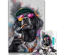 Puzzles pour Adultes 1000 pièces Labrador Portant des Lunettes, Jeux éducatifs, décoration d'intérieur, idéal comme Cadeau pour Toute la Famille 38x26cm