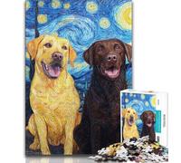 Puzzles pour Adultes 1000 pièces Labrador sous Le Ciel Nocturne, Jeux Amusants, idéal comme Cadeau pour Toute la Famille pour Les Enfants de 14 Ans et Plus 38x26cm