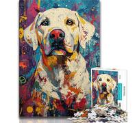 Puzzles pour Adultes 1000 pièces Labrador Style Basquiat, Jeux éducatifs, décoration d'intérieur, Jeu éducatif pour Anniversaire, Noël (75x50cm)