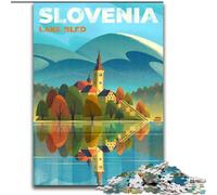 Puzzles pour Adultes 1000 pièces Lac de Bled Slovénie, stimulez Votre Cerveau, Jouets addictifs pour cultiver la Patience, décoration Parfaite 26x38cm