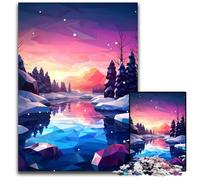 Puzzles pour Adultes 1000 pièces Lac d'hiver Puzzles en Bois Low Poly Parfaits pour Les réunions de Famille Les Anniversaires et Les Vacances 1000 pièces (38 x 26 cm)