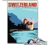 Puzzles pour Adultes 1000 pièces Lac Léman Suisse, adaptés aux Personnes de 14 Ans et Plus Difficile à réaliser mais Amusant et Humoristique Superbe Cadeau 26x38cm