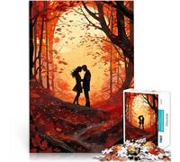 Puzzles pour Adultes 1000 pièces l'amour en Automne Jouets de Jeu pour Cadeau Familial avec Affiche et Feuille de Questions correspondantes 75x50cm