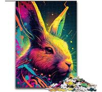 Puzzles pour Adultes 1000 pièces Lapin Aquarelle coloré en Bois, activité Amusante à la Maison 50x75cm, activité familiale Amusante, défi cérébral, pour Les Adolescents