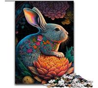 Puzzles pour Adultes 1000 pièces Lapin coloré en Bois, Casse-tête Haute difficulté pour Adolescents 50x75cm pour Jeu interactif en Famille