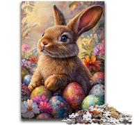 Puzzles pour Adultes 1000 pièces Lapin de Pâques Jeu Stimulant et Jeu Familial Cadeaux Secrets du Père Noël 38x26cm