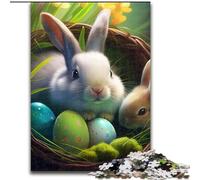 Puzzles pour Adultes 1000 pièces Lapin de Pâques Puzzles Animaux en Carton, développe la Coordination œil-Main, Parfait pour Les Cadeaux d'anniversaire 1000 pièces(26x38cm)