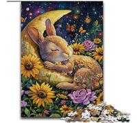 Puzzles pour Adultes 1000 pièces Lapin endormi Anti-Stress Défi Difficile Décoration d'intérieur Unique et Cadeaux (Taille 50x75cm)