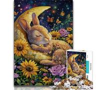 Puzzles pour Adultes 1000 pièces Lapin endormi, Jeux d'activités familiales stimulants, Jouets à Faire soi-même pour décoration Murale de la Maison (Taille 38x26cm)