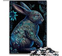 Puzzles pour Adultes 1000 pièces Lapin Fantaisie coloré en Bois, Cadeau Amusant et activité pour la Maison 50x75cm Fête d'anniversaire pour Hommes Femmes