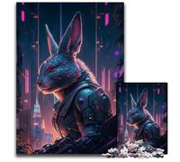 Puzzles pour Adultes 1000 pièces Lapin Humain Puzzles en Bois Jeu pour Adultes Cadeau Jeu interactif Familial Défi cérébral Cadeau 50x75cm/19,68x29,52 Pouces