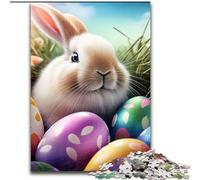 Puzzles pour Adultes 1000 pièces Lapin Lapin de Pâques Animal Puzzle en Carton Taille 38x26cm Cadeau Parfait pour la fête des mères, Les Anniversaires, Noël