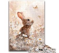 Puzzles pour Adultes 1000 pièces Lapin Mignon Jeu Stimulant et Jeu Familial avec des pièces entièrement emboîtables de Formes aléatoires 50x75cm