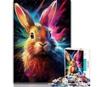 Puzzles pour Adultes 1000 pièces Lapin Peint coloré 1000 pièces pour Adultes, décoration Murale Artistique et idée Cadeau d'anniversaire pour Amis, Bureau à Domicile (Taille 75x50cm)