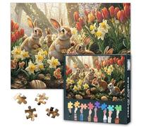 Puzzles pour Adultes 1000 Pièces Lapins dans le Jardin Jigsaw Puzzles Jeunes Famille Jouet Puzzle Défi Convient aux Nuits de Jeu Famille Défi Jeu Dimensions : 70 x 50 cm