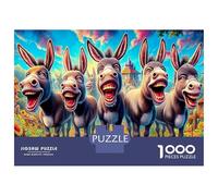 Puzzles pour Adultes 1000 Pièces Laughing Donkeys - Carton Extra-épais Puzzle D'entraînement Cérébral Scène du Char de mulet & Cadeau De Maison Neuve 70x50cm/1000pcs