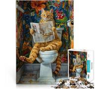Puzzles pour Adultes 1000 pièces Le Chat va aux Toilettes Fabriqué en Carton pour Les 14 Ans et Plus Jouets stimulants C'est Un pour Toute la Famille。Taille：26x38cm/10.24x14.96pouce